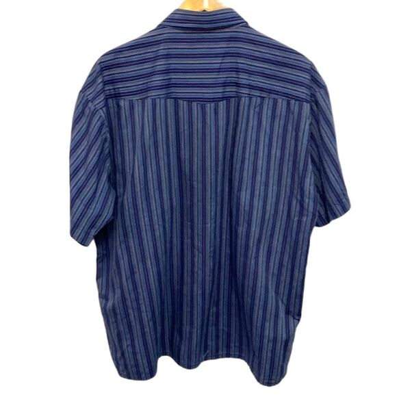 Outlaw Vintage 90s Blue Stripe Pearl Snap Short Sleeve Western Shirt Size 1X Big - Picture 2 of 10